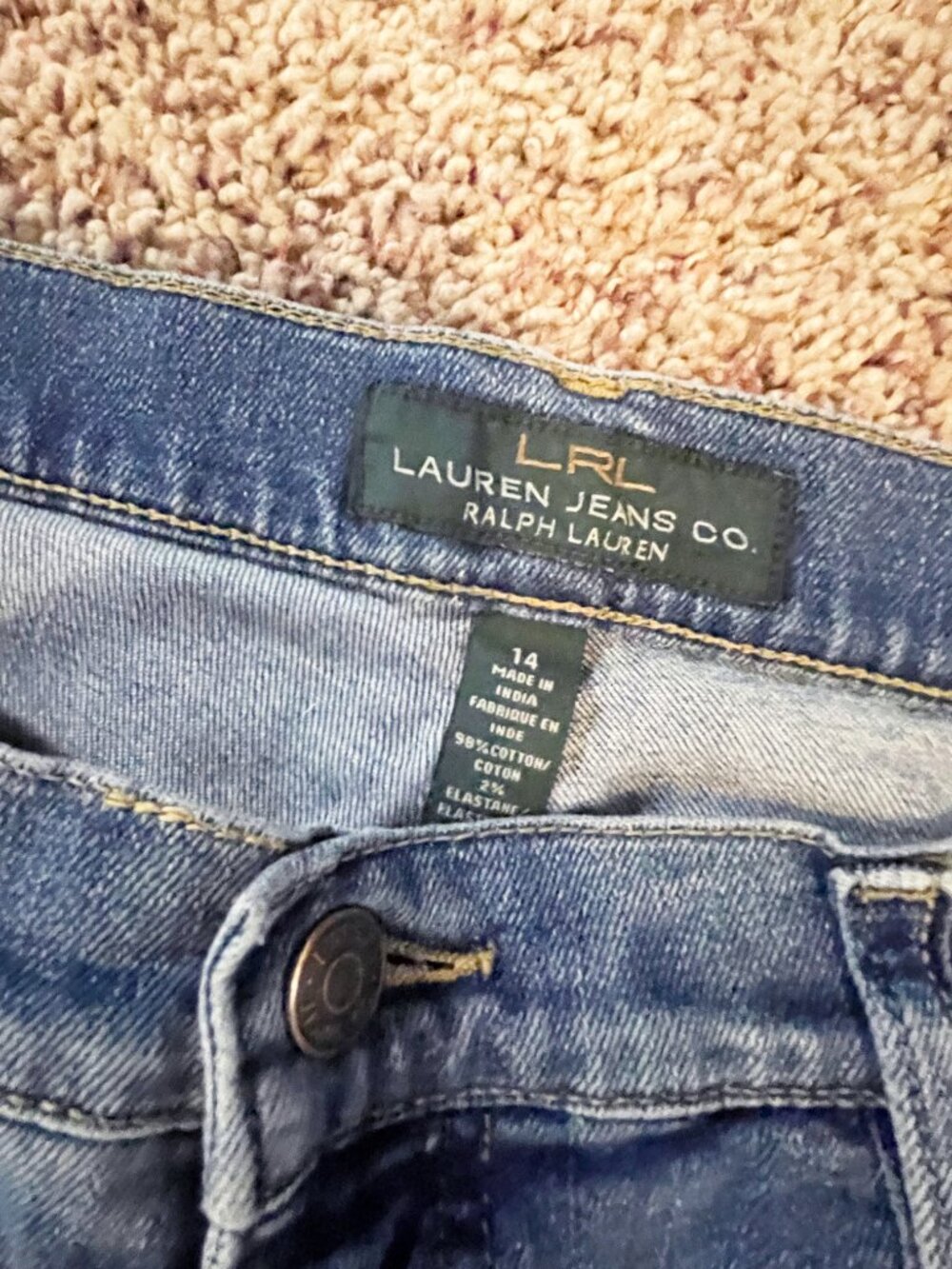 Lauren Ralph Lauren LRL Classic Straight Jeans Women Size 14 Medium Wash Stretch - Picture 11 of 11